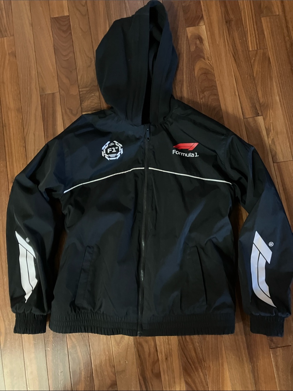 Abercrombie & Fitch Black Hooded Formula 1 Kids bomber Jacket